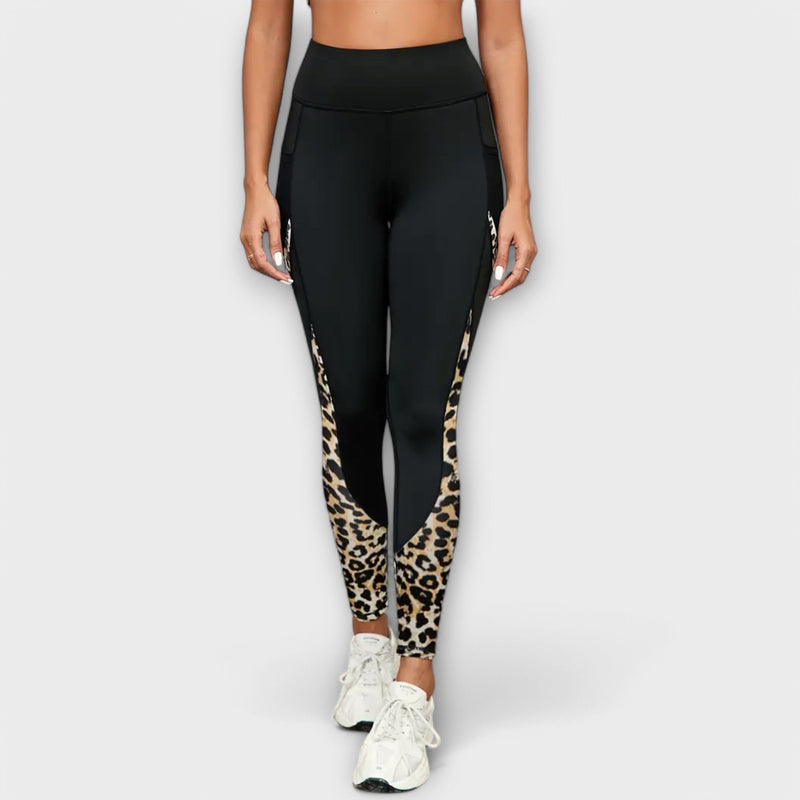 High waist training tights in leopard print