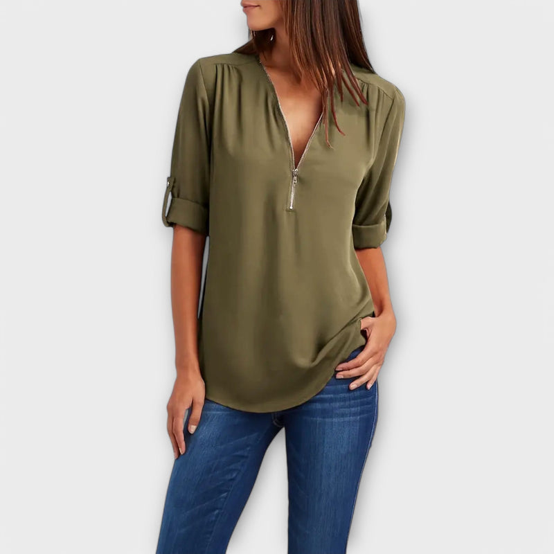 Olivia - Casual blouse with pointed neckline