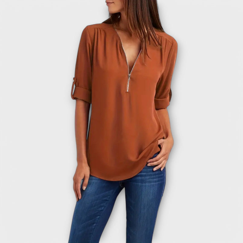 Olivia - Casual blouse with pointed neckline