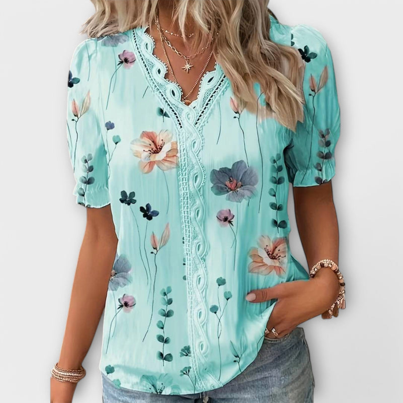 Emily - Stylish blouse with pointed neckline