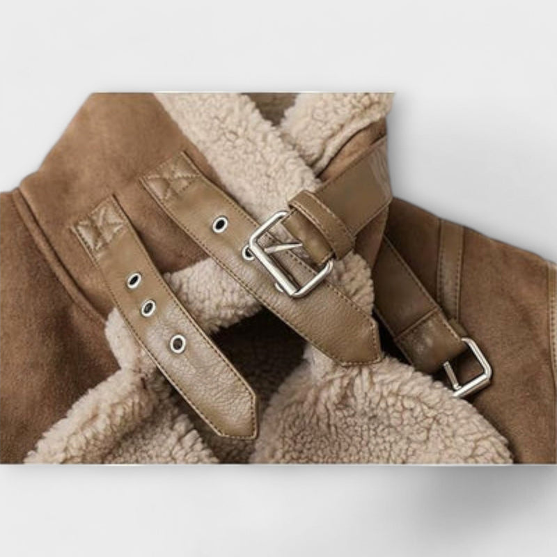 Suede Aviator Aurora Shearling Jacket