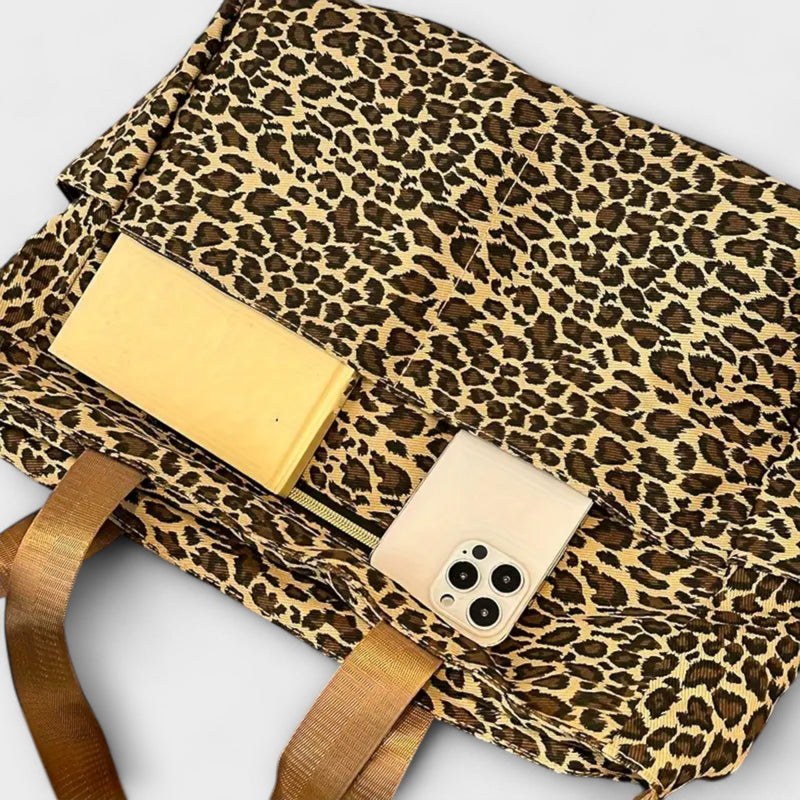 Flair. - Canvas crossbody bag in leopard print