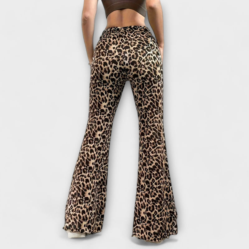 Leopard bootcut pants