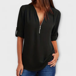 Olivia - Casual blouse with pointed neckline