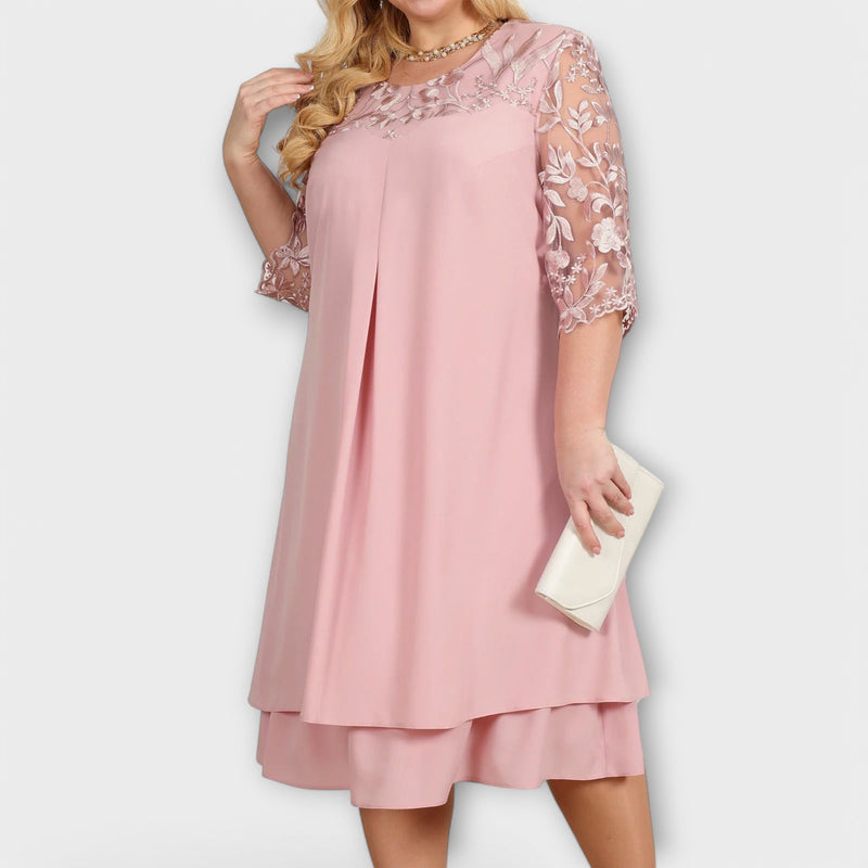 Oversized embroidered banquet dress