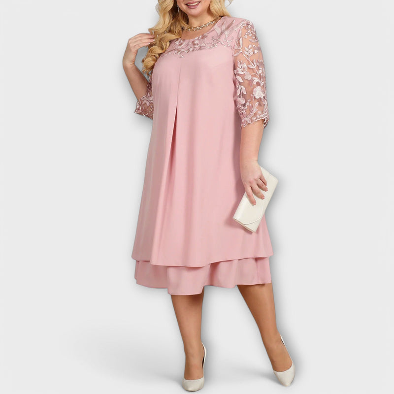 Oversized embroidered banquet dress