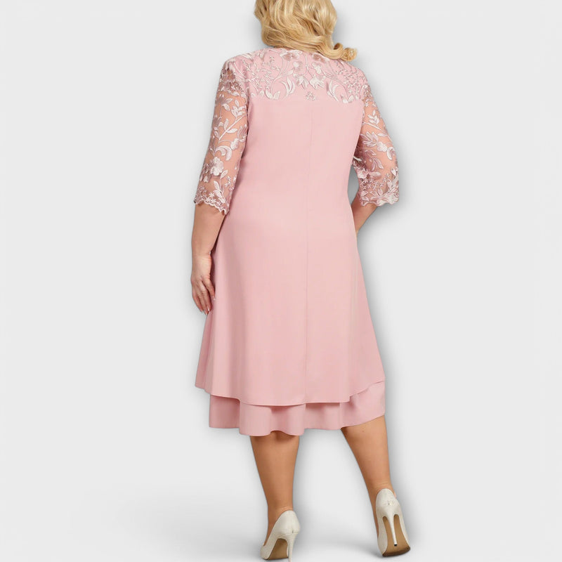 Oversized embroidered banquet dress