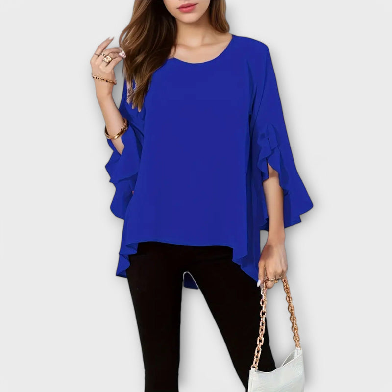 Aria - Spring blouse with a round neckline