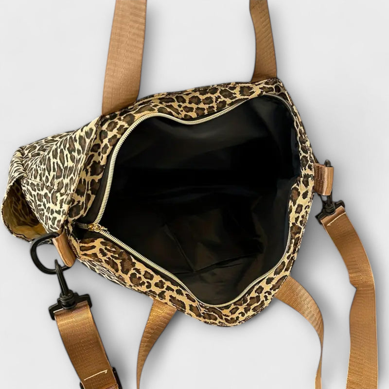 Flair. - Canvas crossbody bag in leopard print