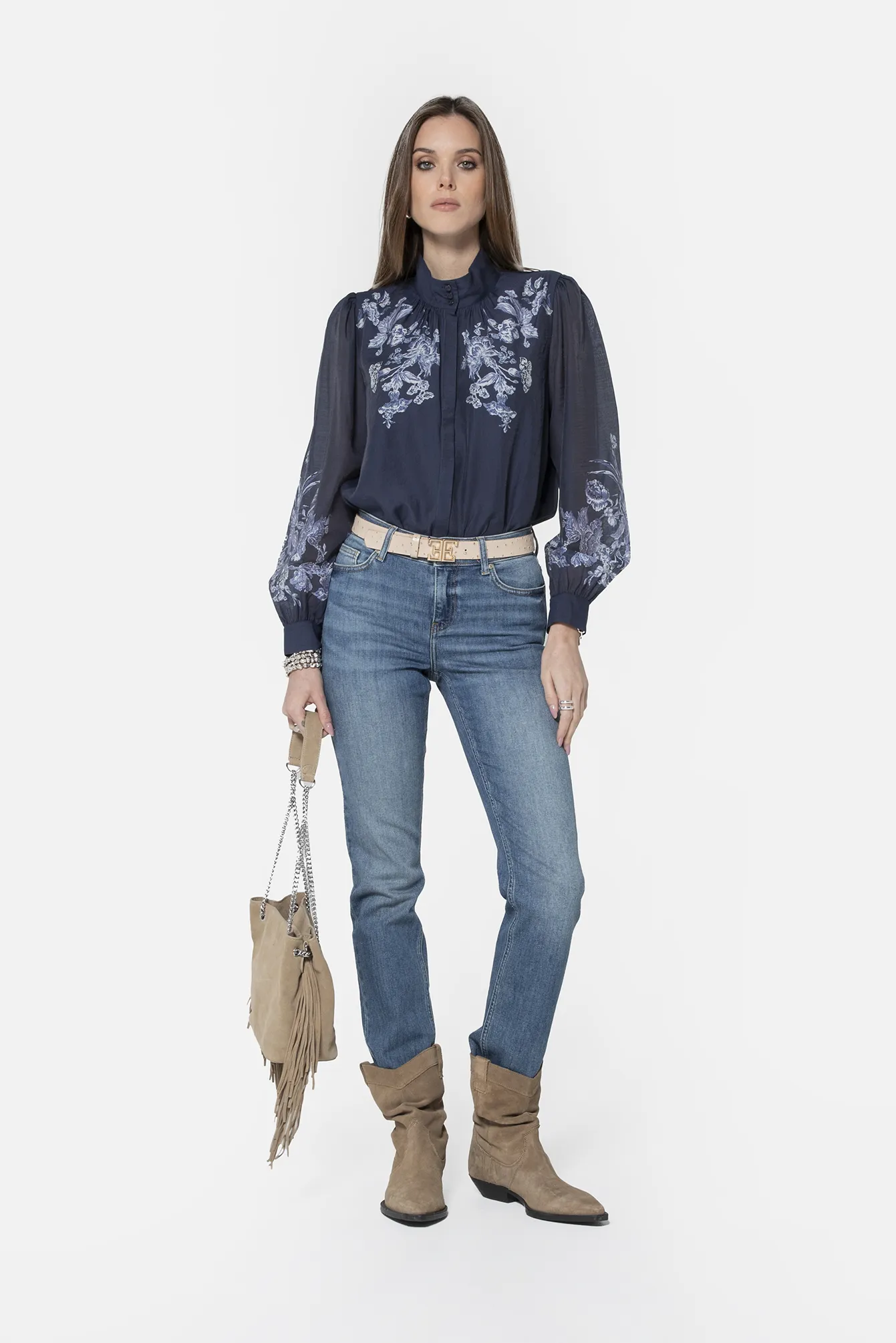 Blouse Ă motif floral bleu - Image 5