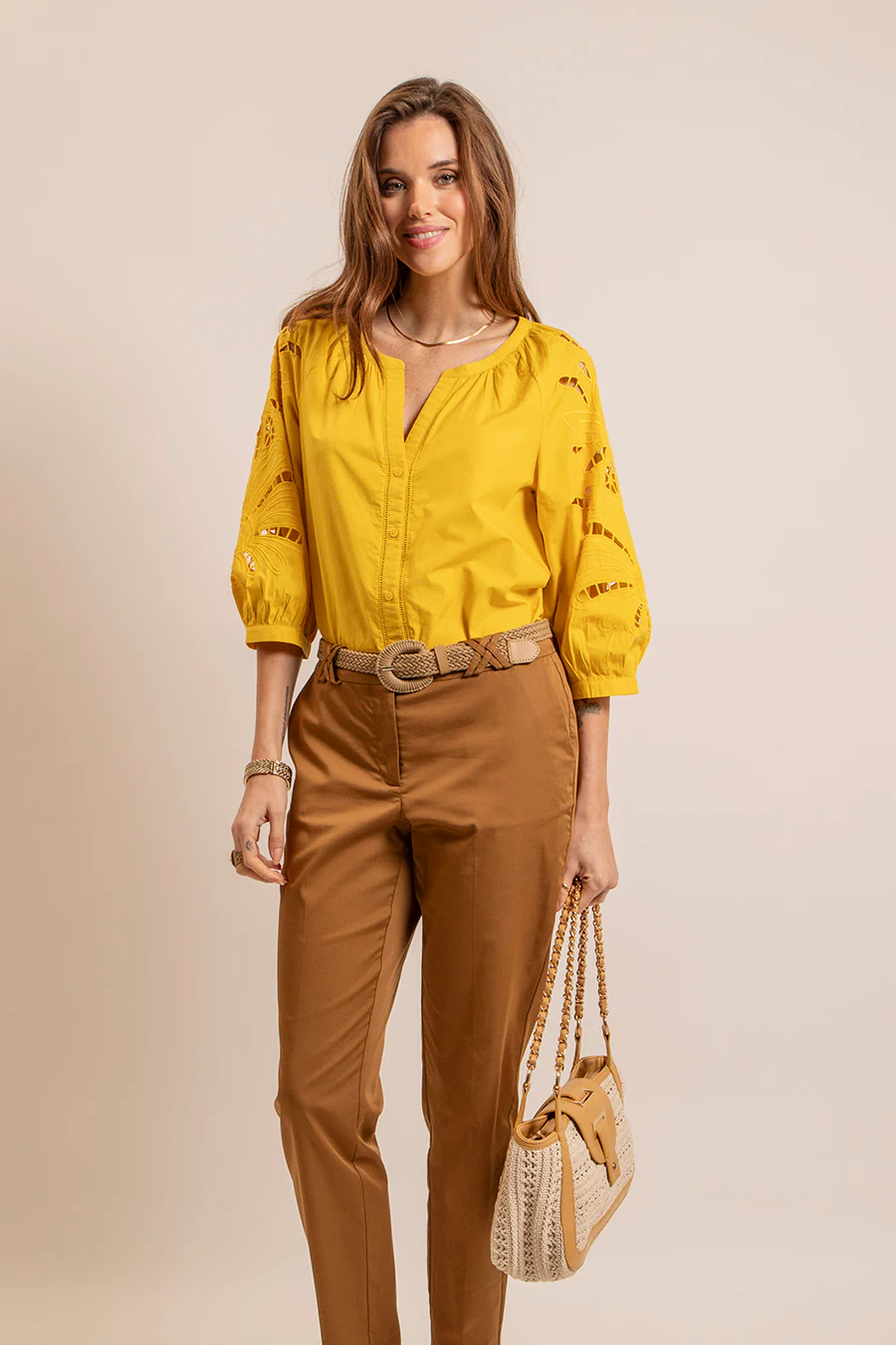 Blouse bohème en coton jaune - Image 3