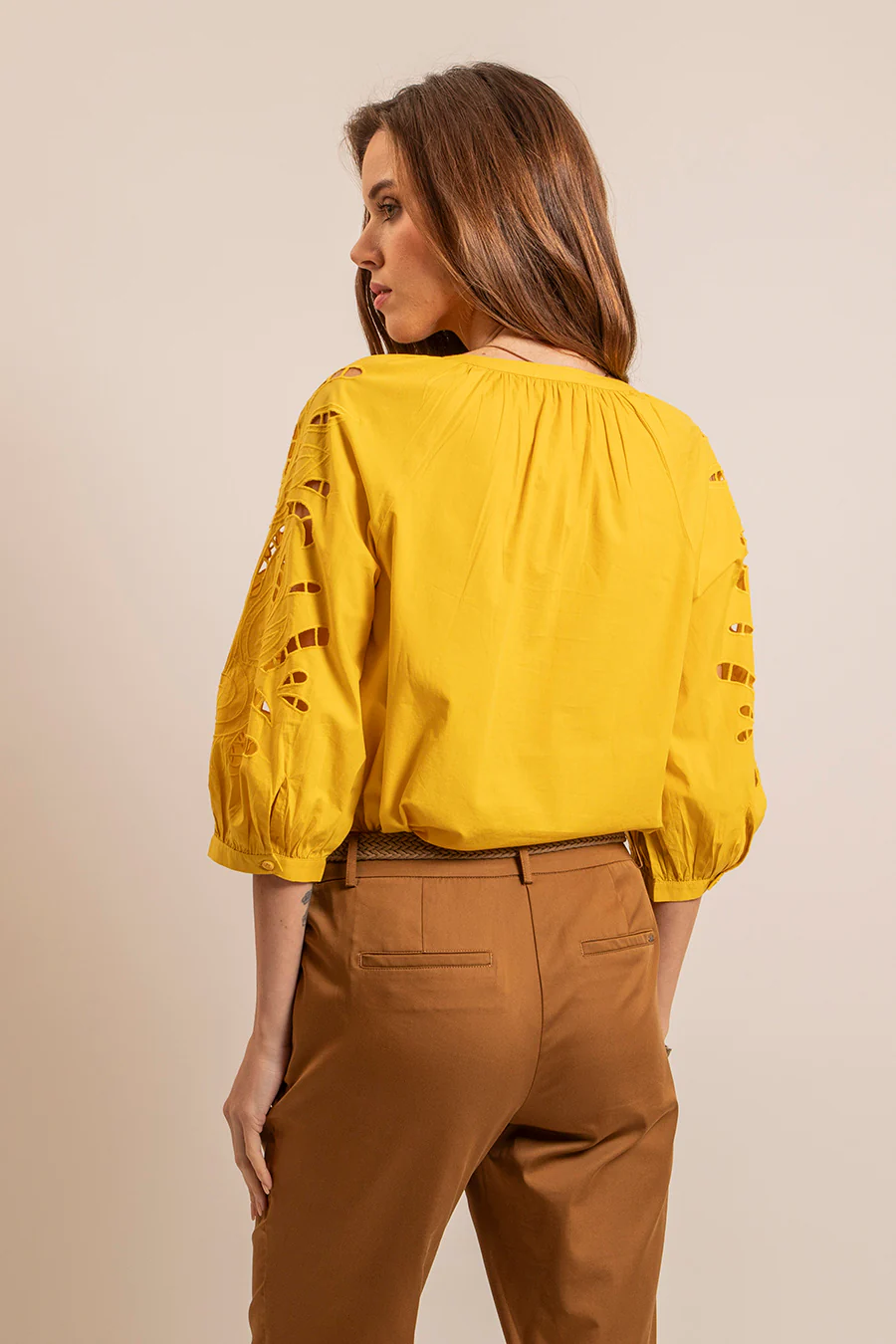 Blouse bohème en coton jaune - Image 4
