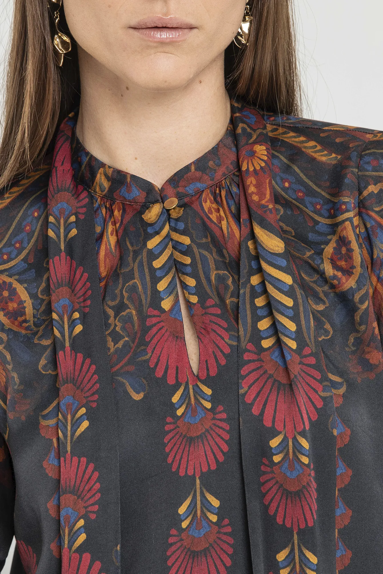 Blouse col cravate motif amérindien - Image 2