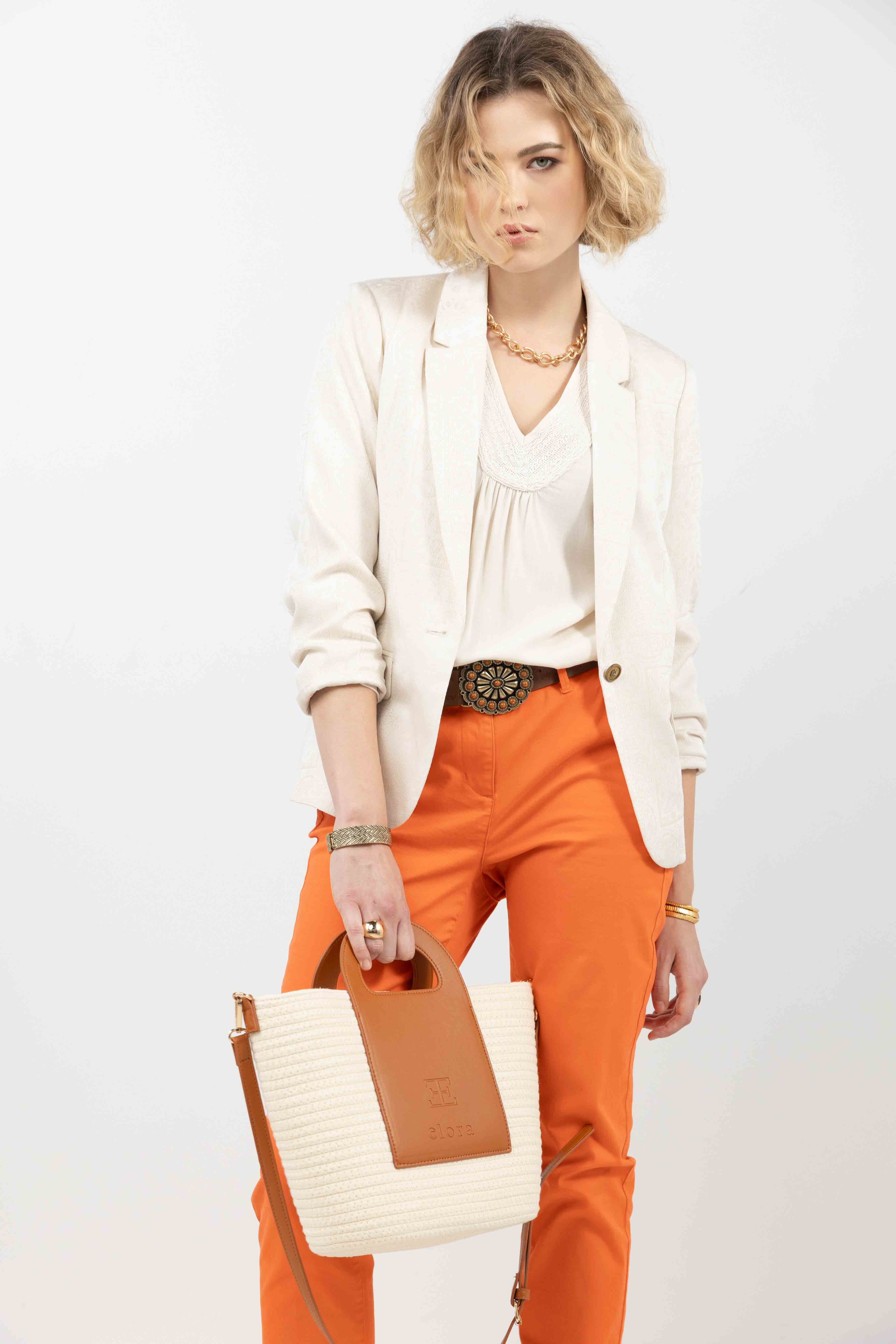 Blouse écru brodée perles chic - Image 4