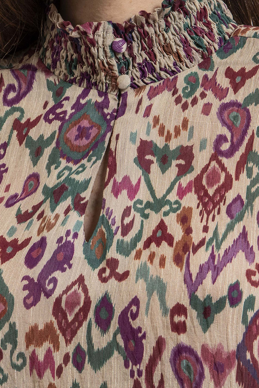 Blouse imprimé écru et multicolore - Image 2