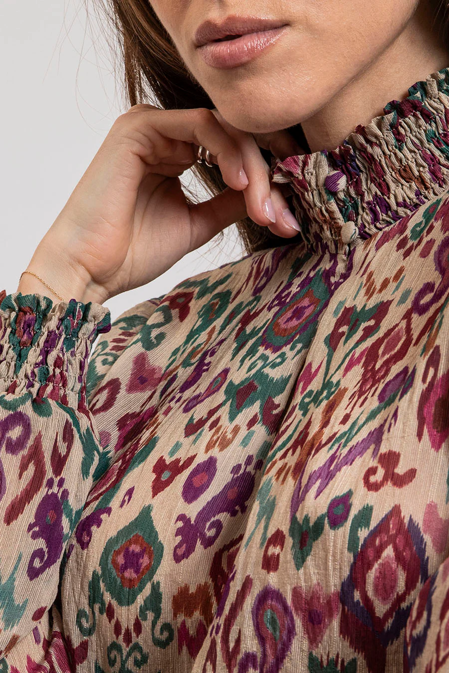 Blouse imprimé écru et multicolore - Image 4