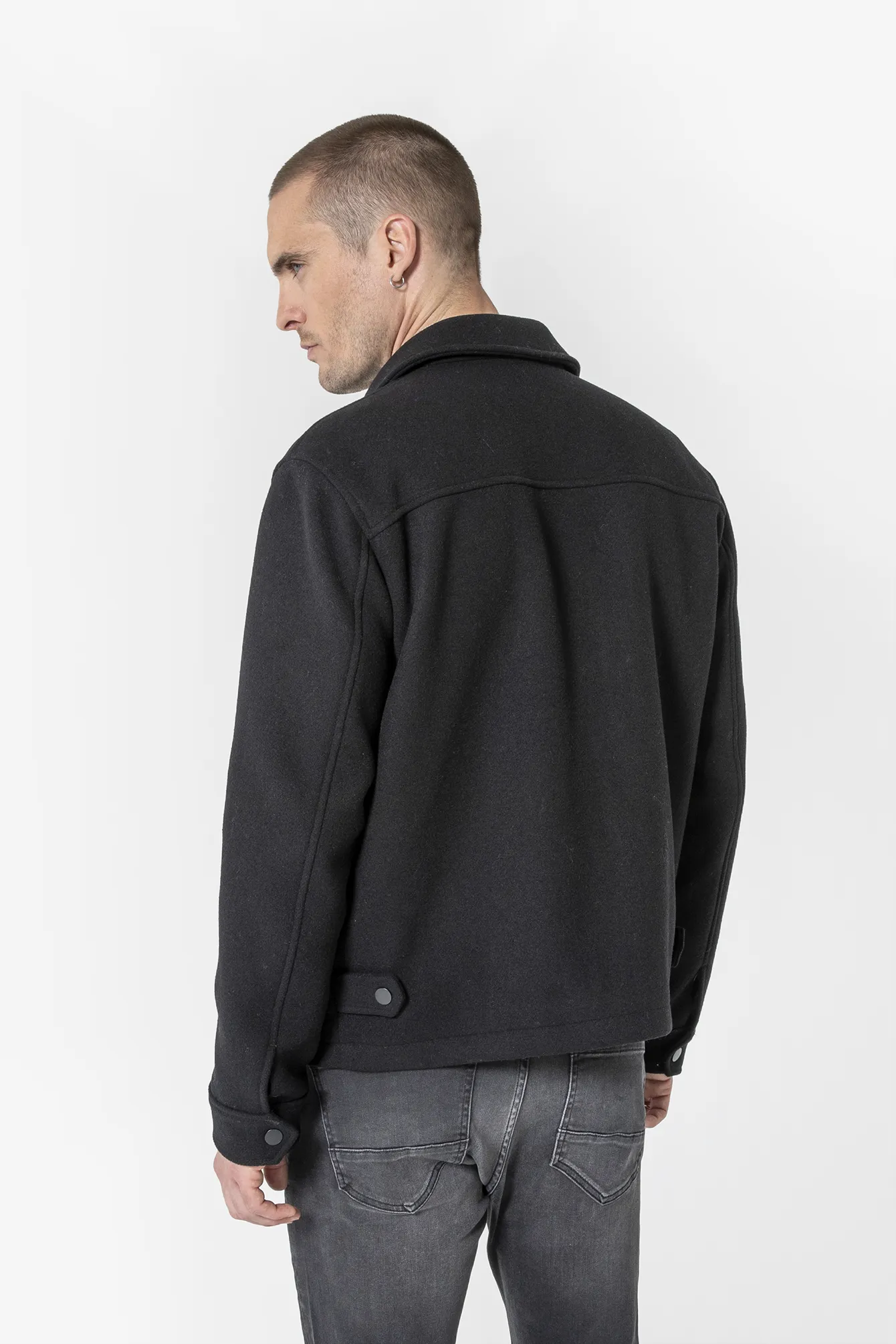 Blouson en drap de laine noir - Image 4