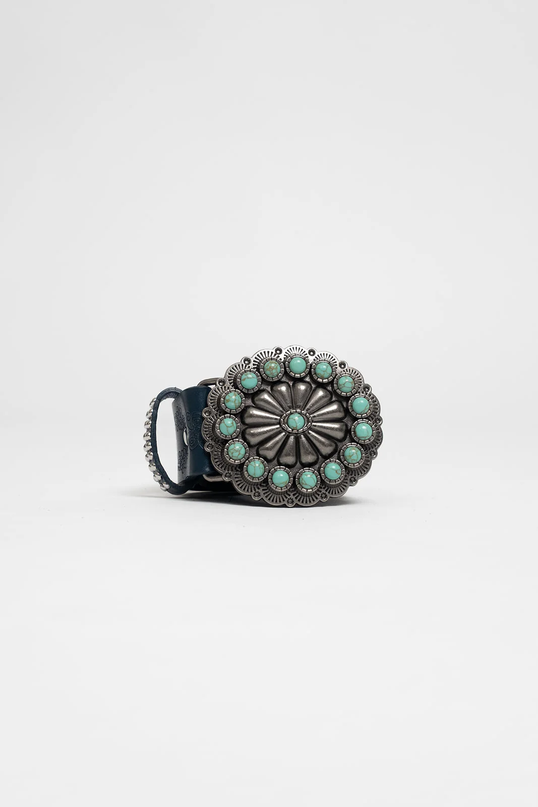 Ceinture bleue boucle XXL esprit western - Image 3