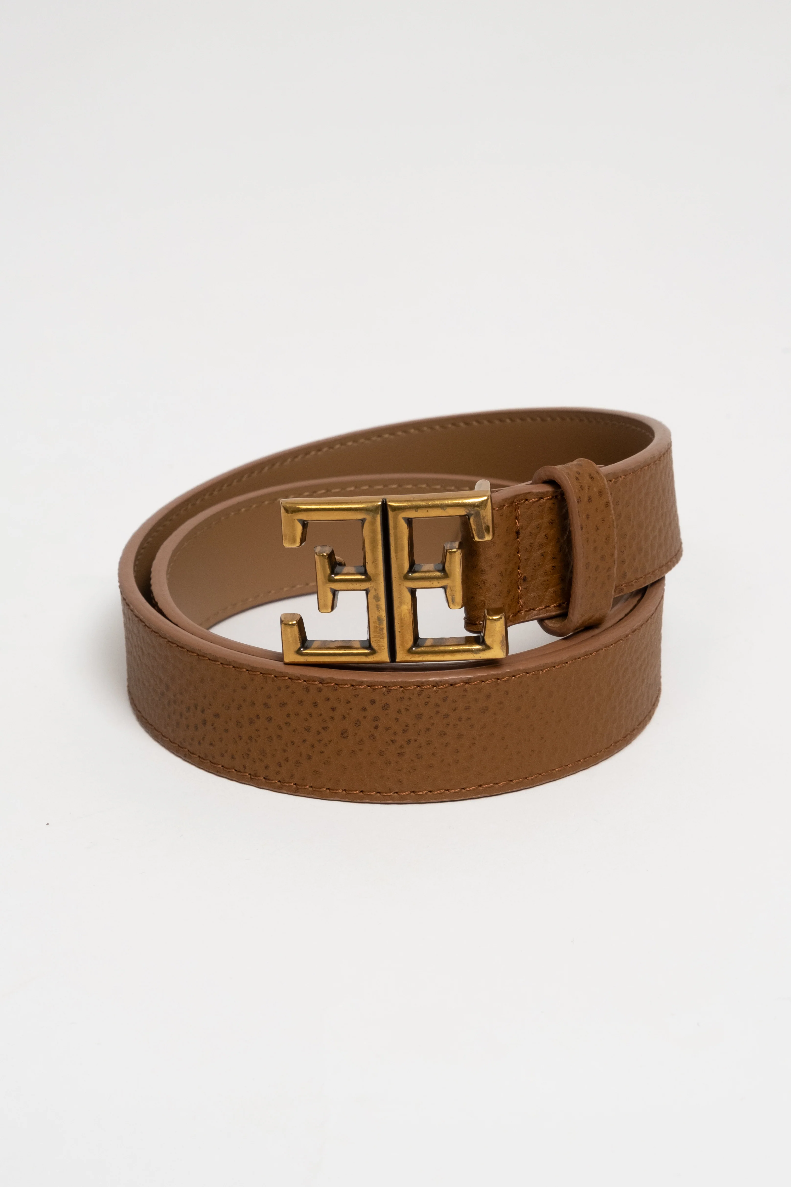 Ceinture camel cuir boucle double E - Image 2