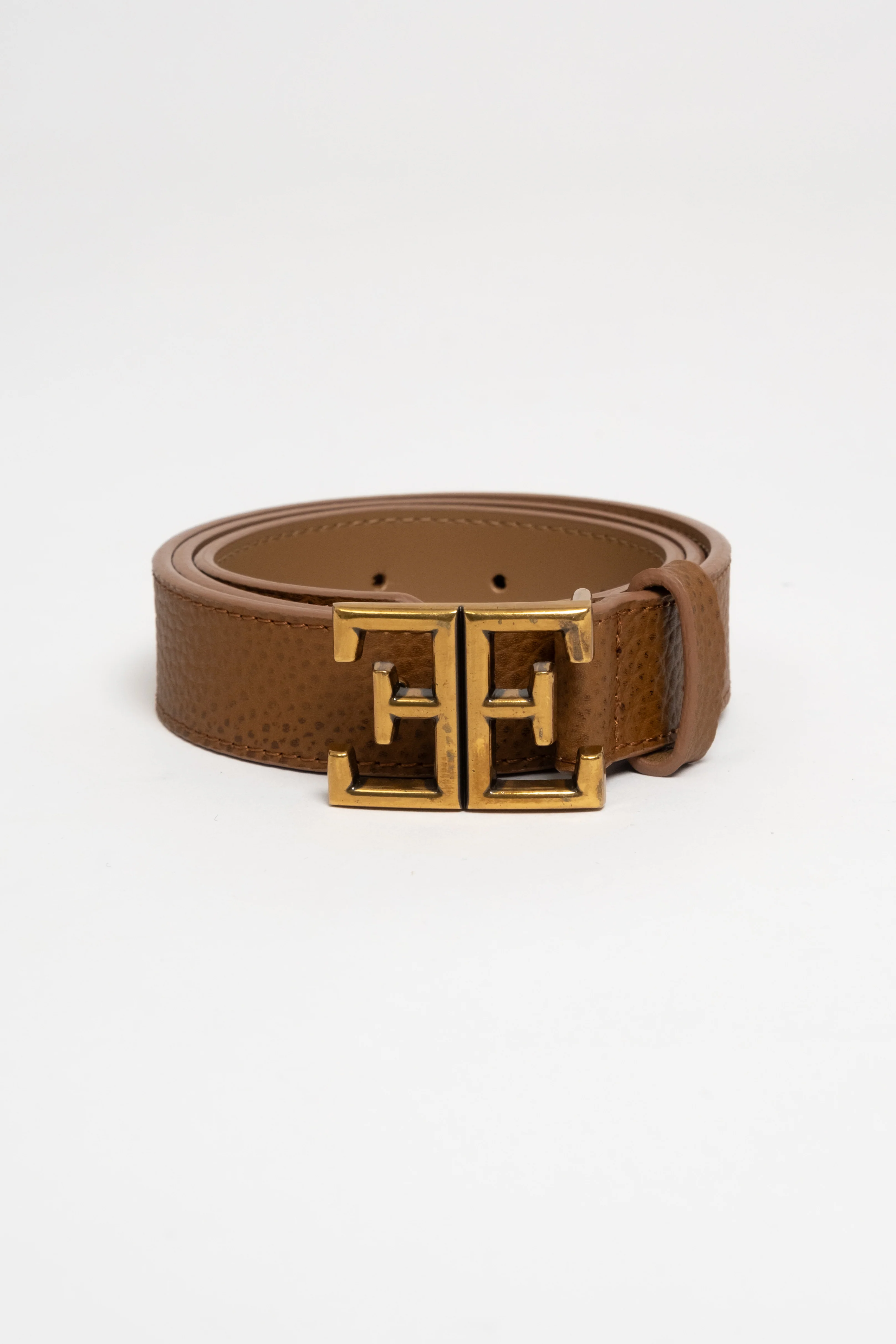 Ceinture camel cuir boucle double E - Image 3