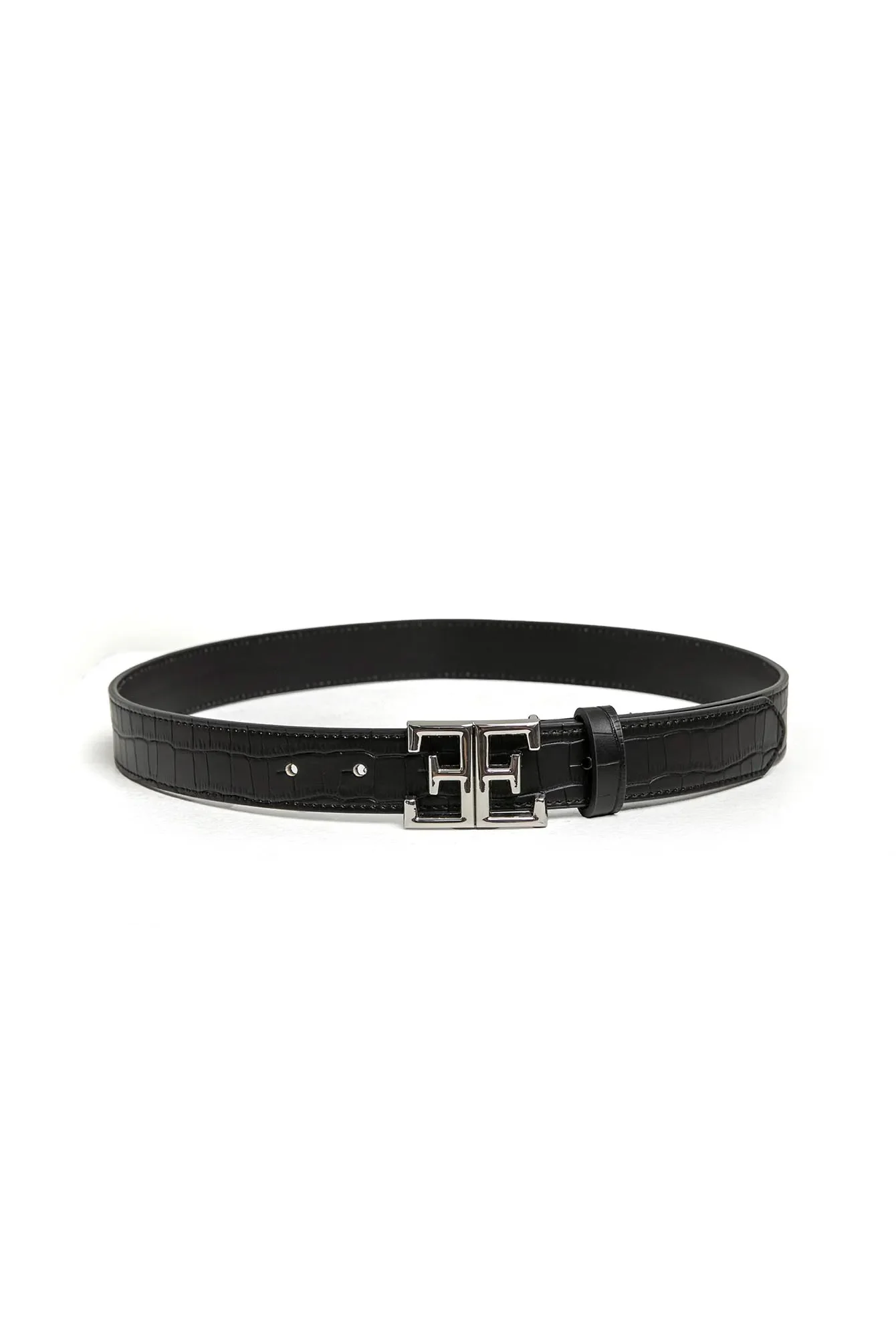 Ceinture cuir motif croco noir - Image 4