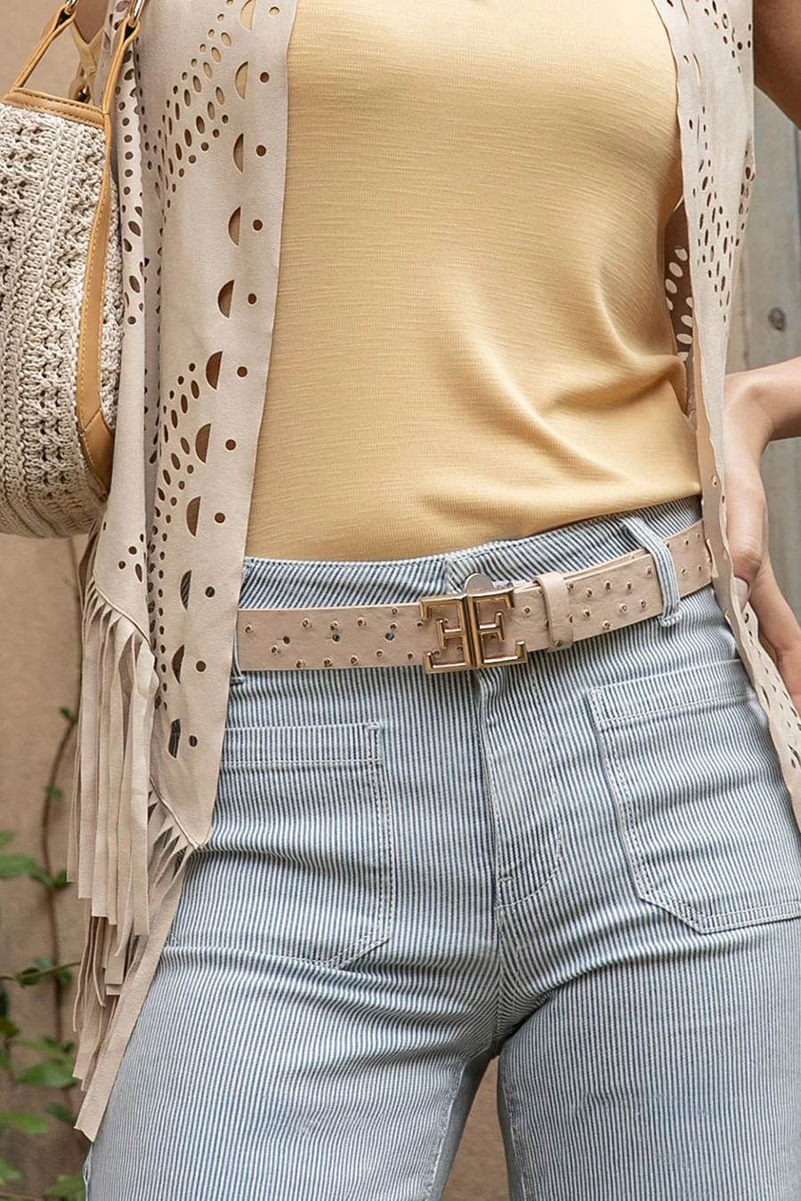 Ceinture logotée beige - Image 4