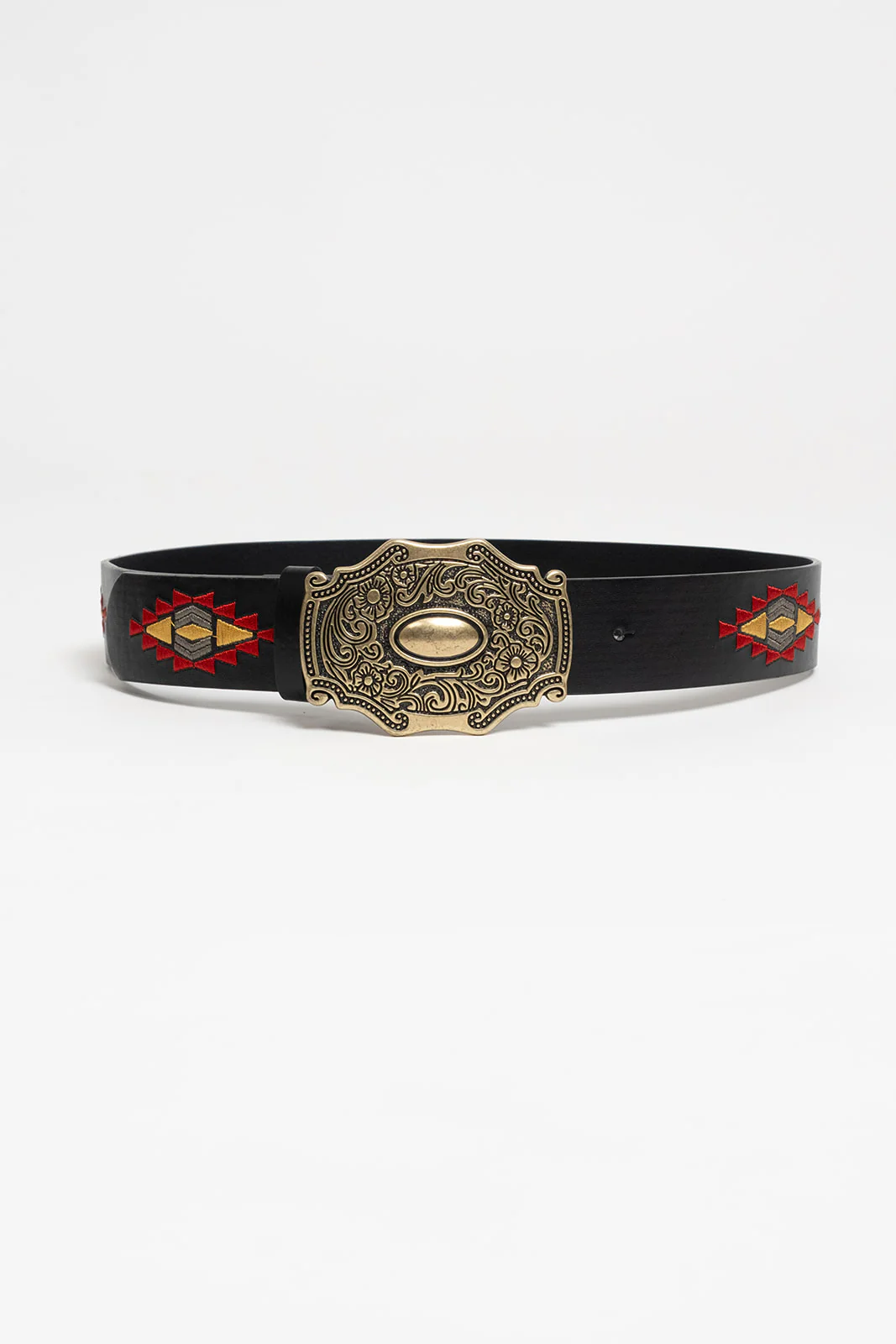 Ceinture noire boucle XXL motif ethnique - Image 4