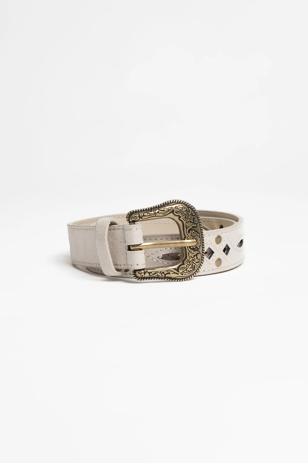Ceinture suédine crème cloutée chic - Image 3