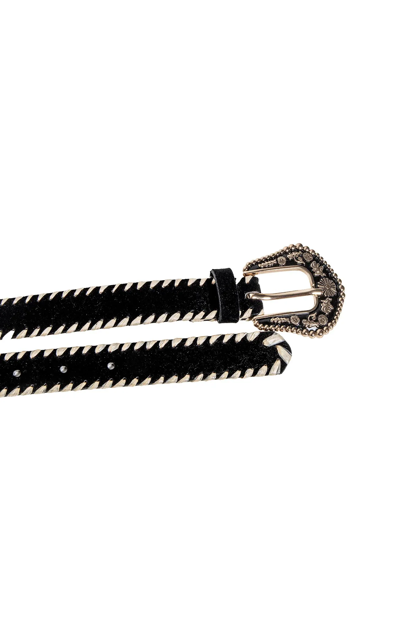 Ceinture velours et raphia noir et écru - Image 3