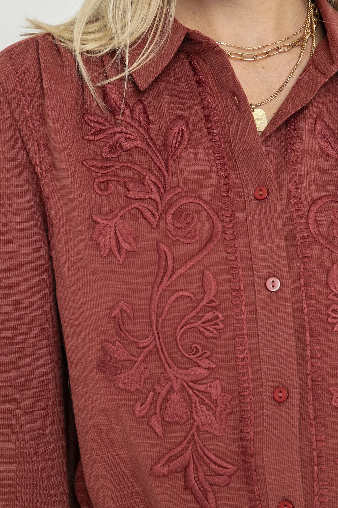 Chemise Ă broderie brique - Image 3