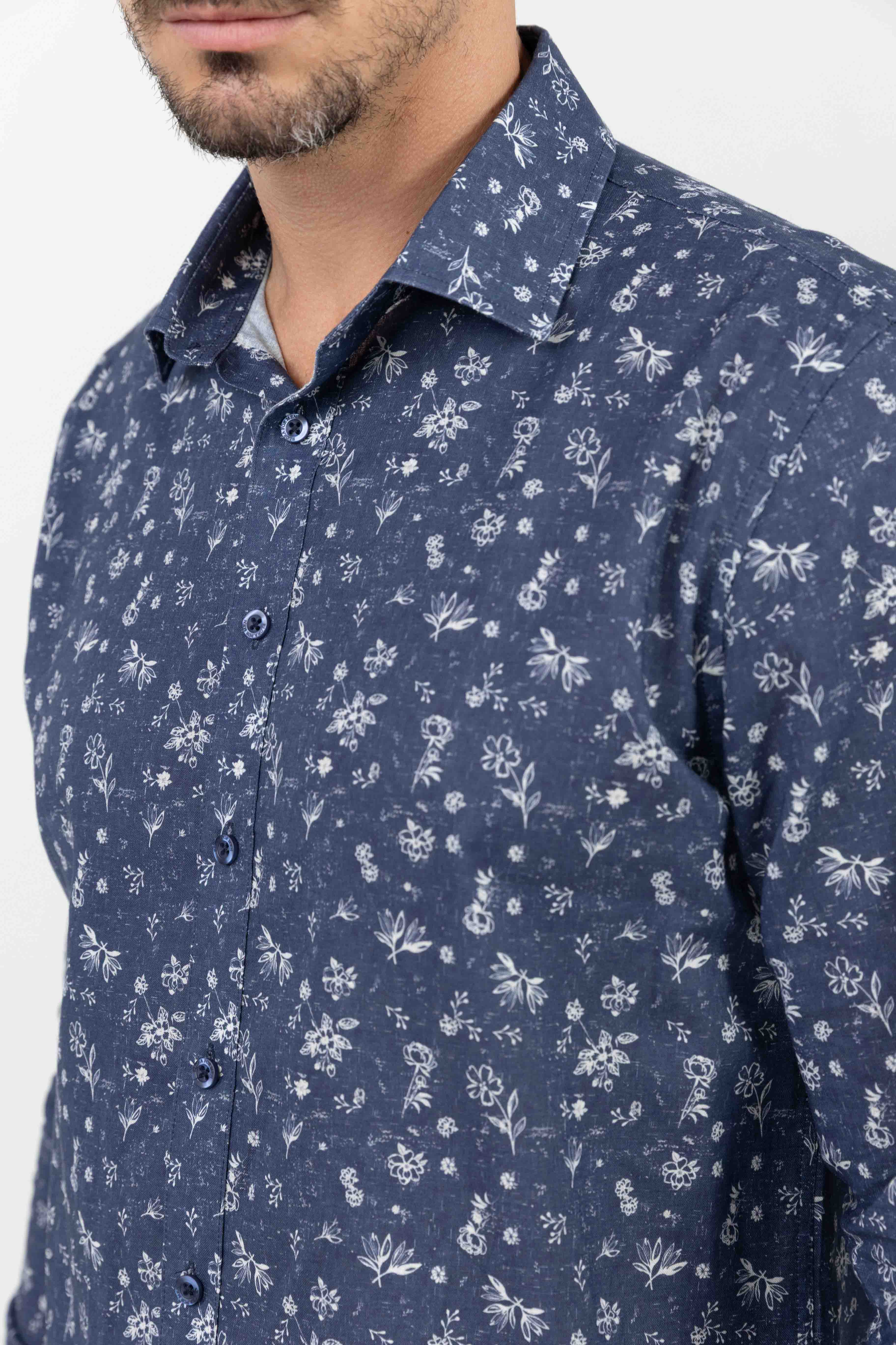 Chemise bleue imprimé fleuri - Image 3