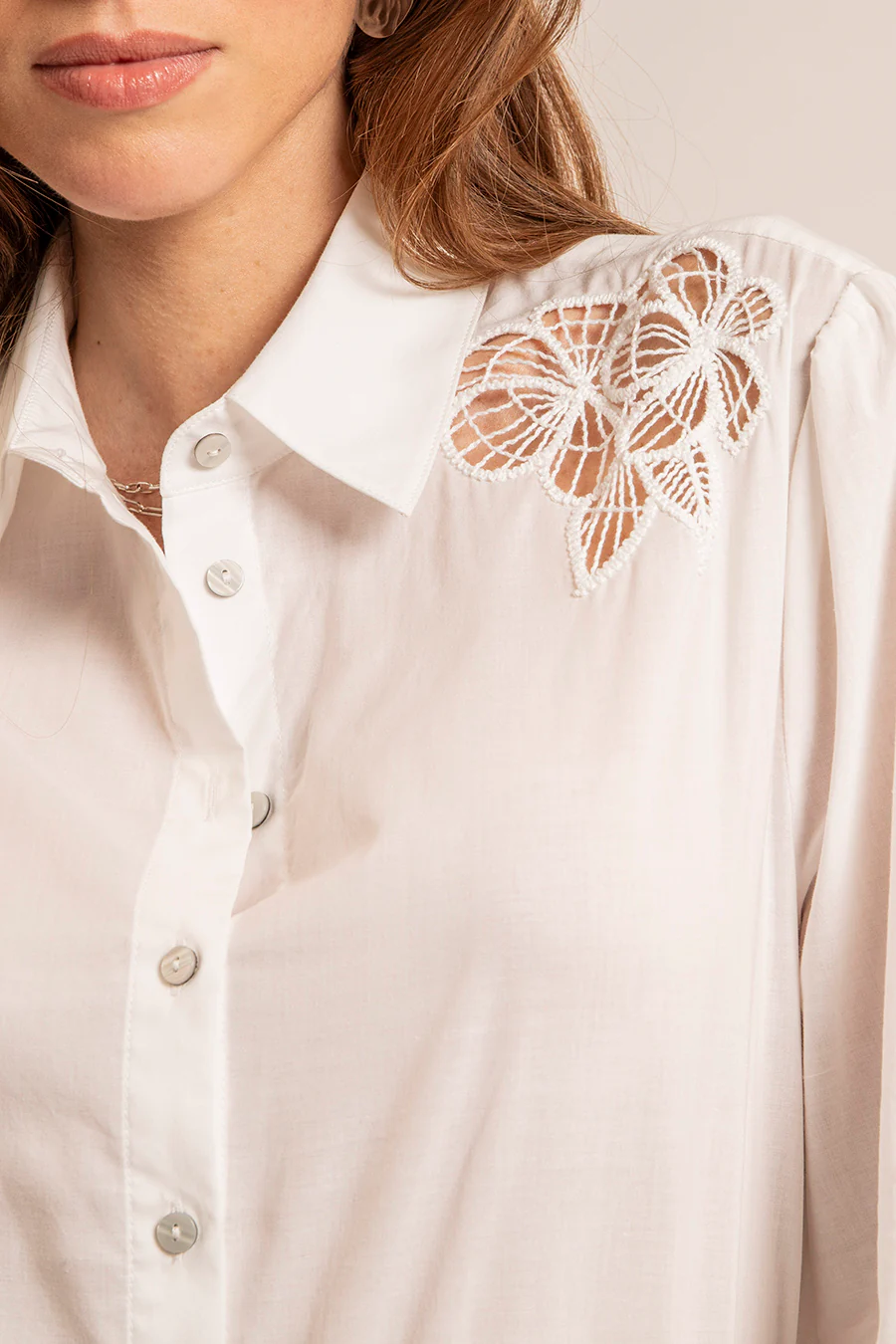 Chemise en coton coloris écru - Image 3