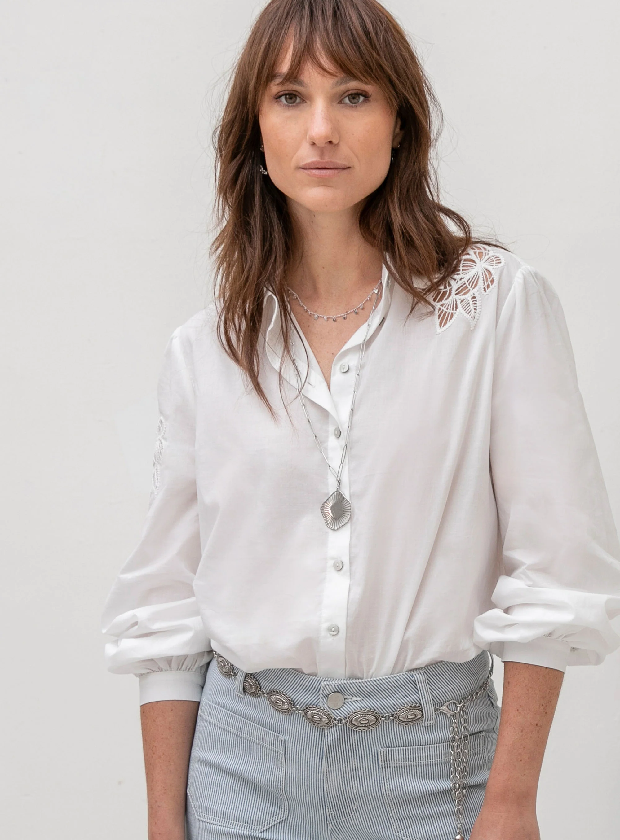 Chemise en coton coloris écru - Image 4
