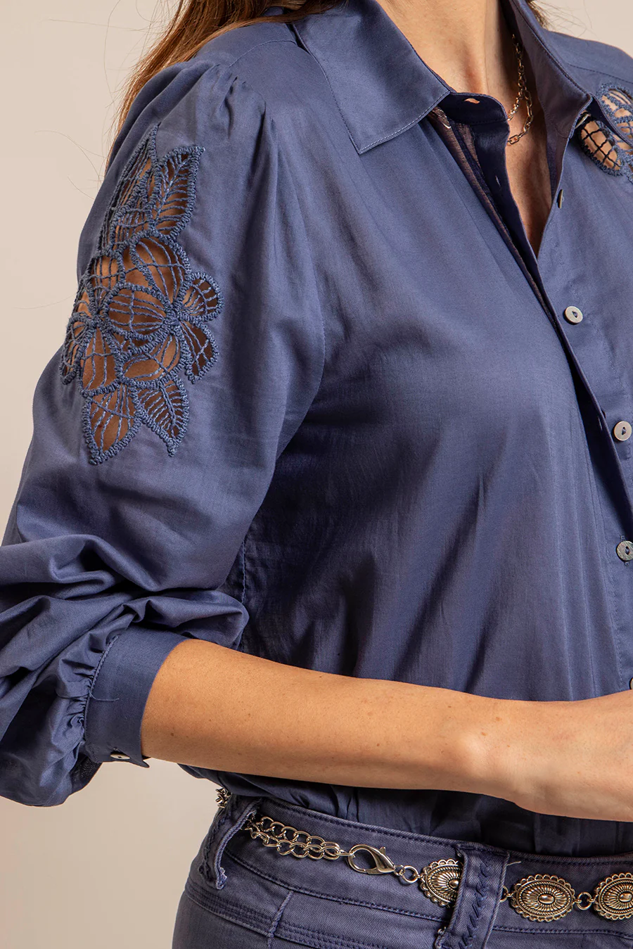 Chemise en coton coloris lavande - Image 4