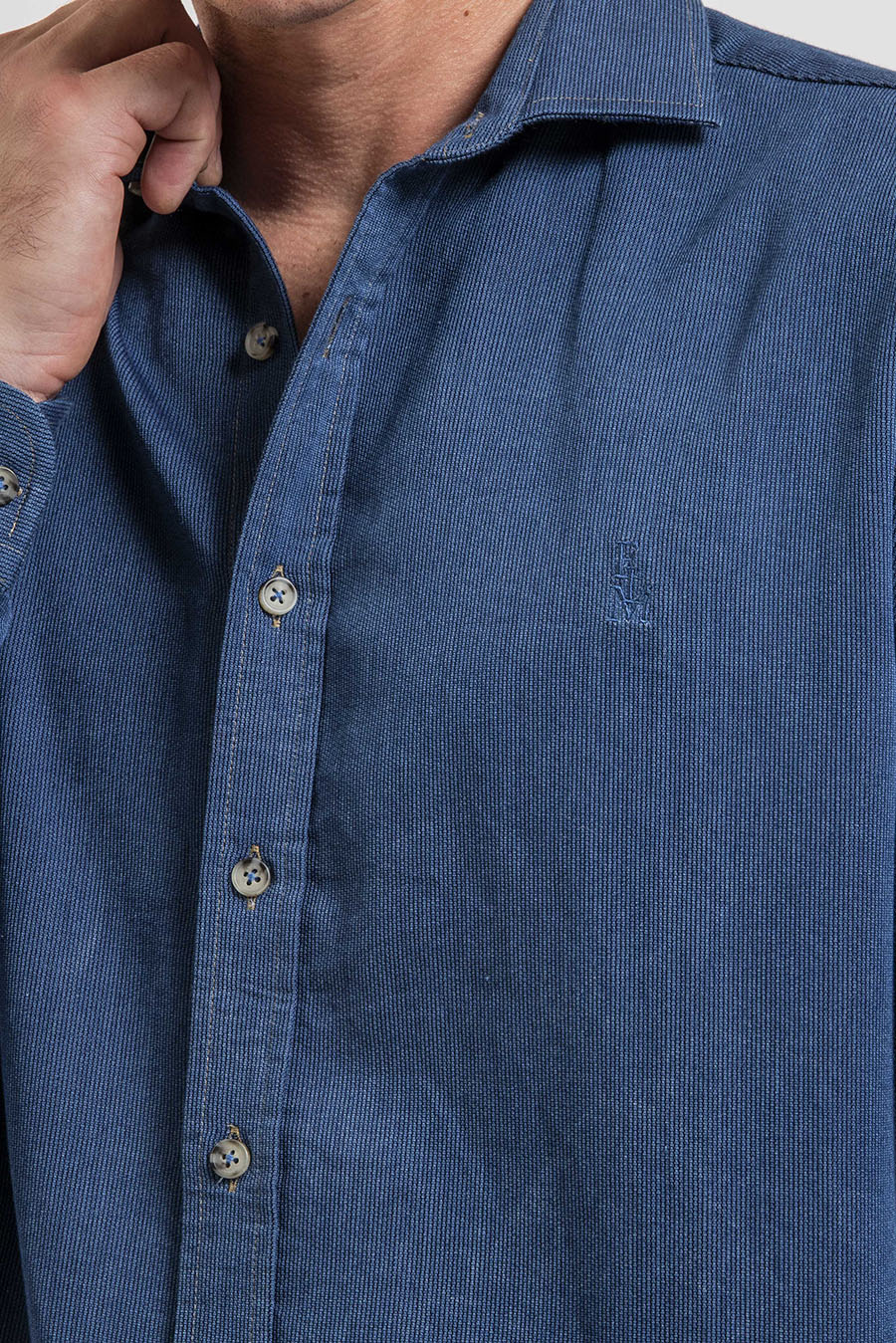 Chemise en coton côtelé indigo - Image 3