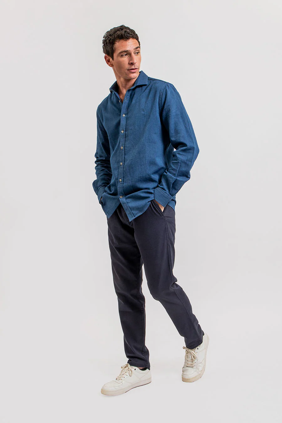 Chemise en coton côtelé indigo - Image 5