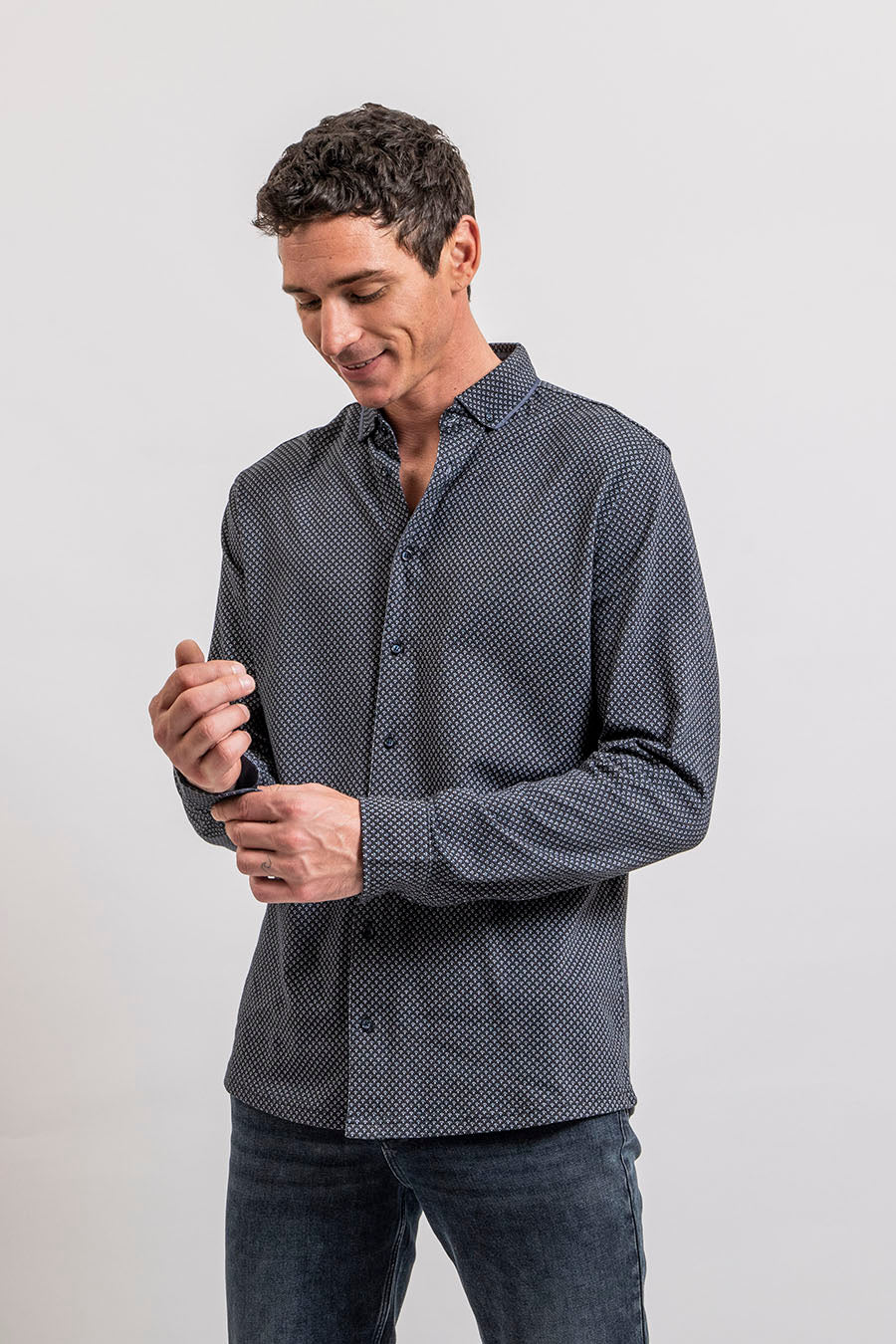 Chemise en maille imprimé bleu - Image 4