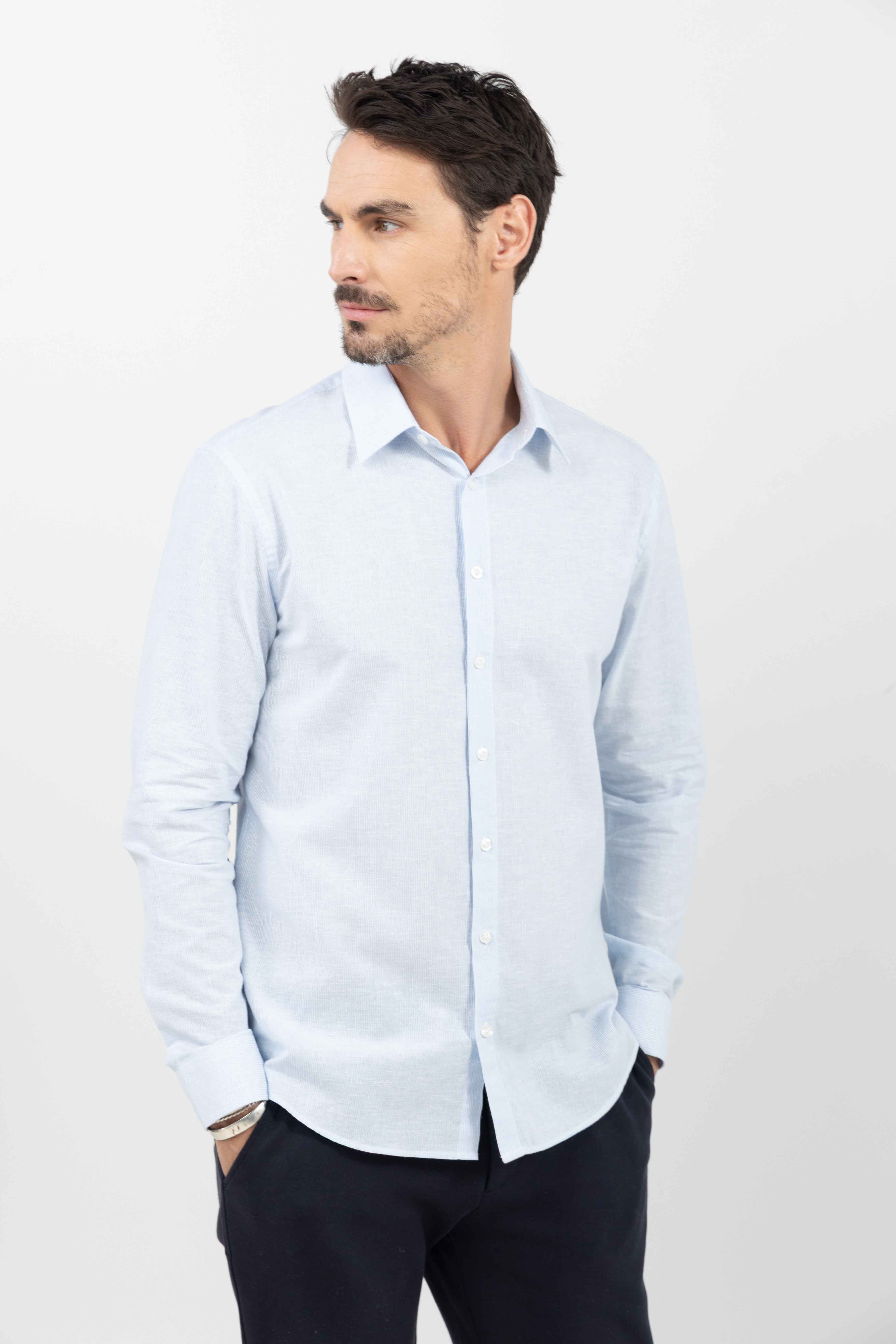 Chemise rayée bleu ciel - Image 3
