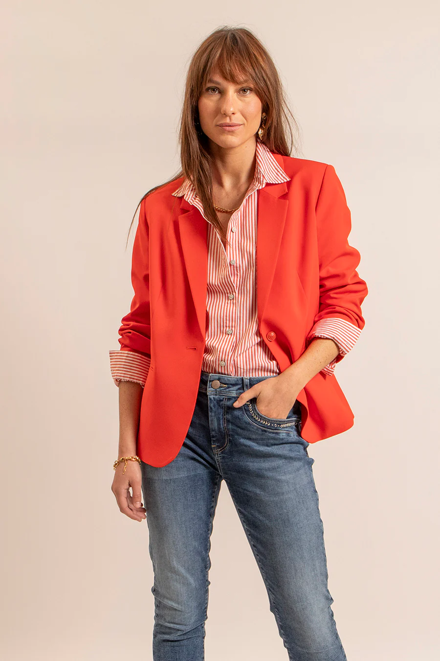 Chemise rayée orange - Image 3