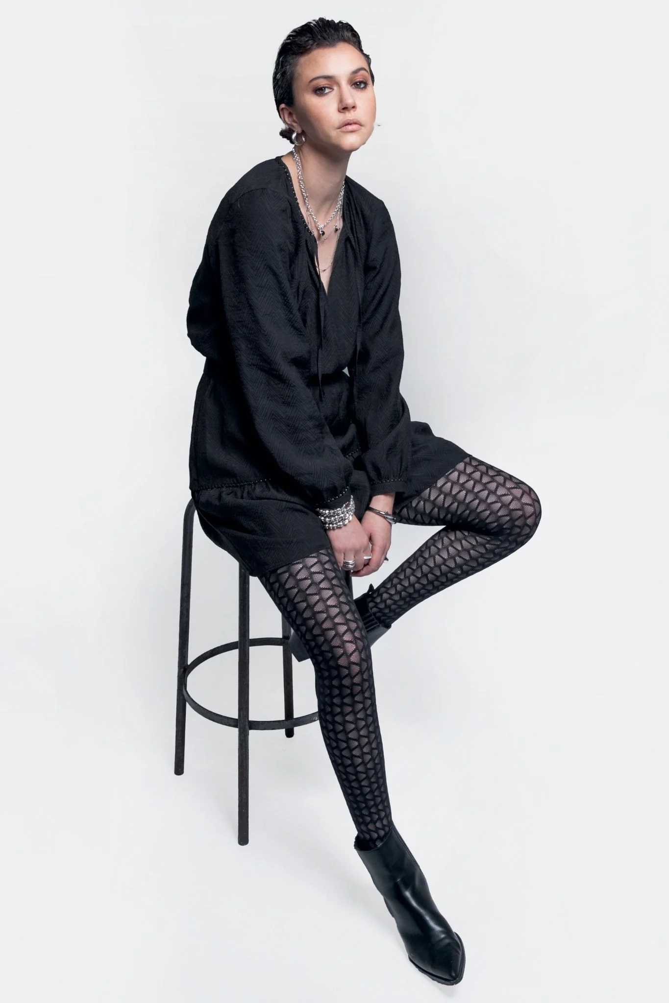 Collants motif graphique coloris noir