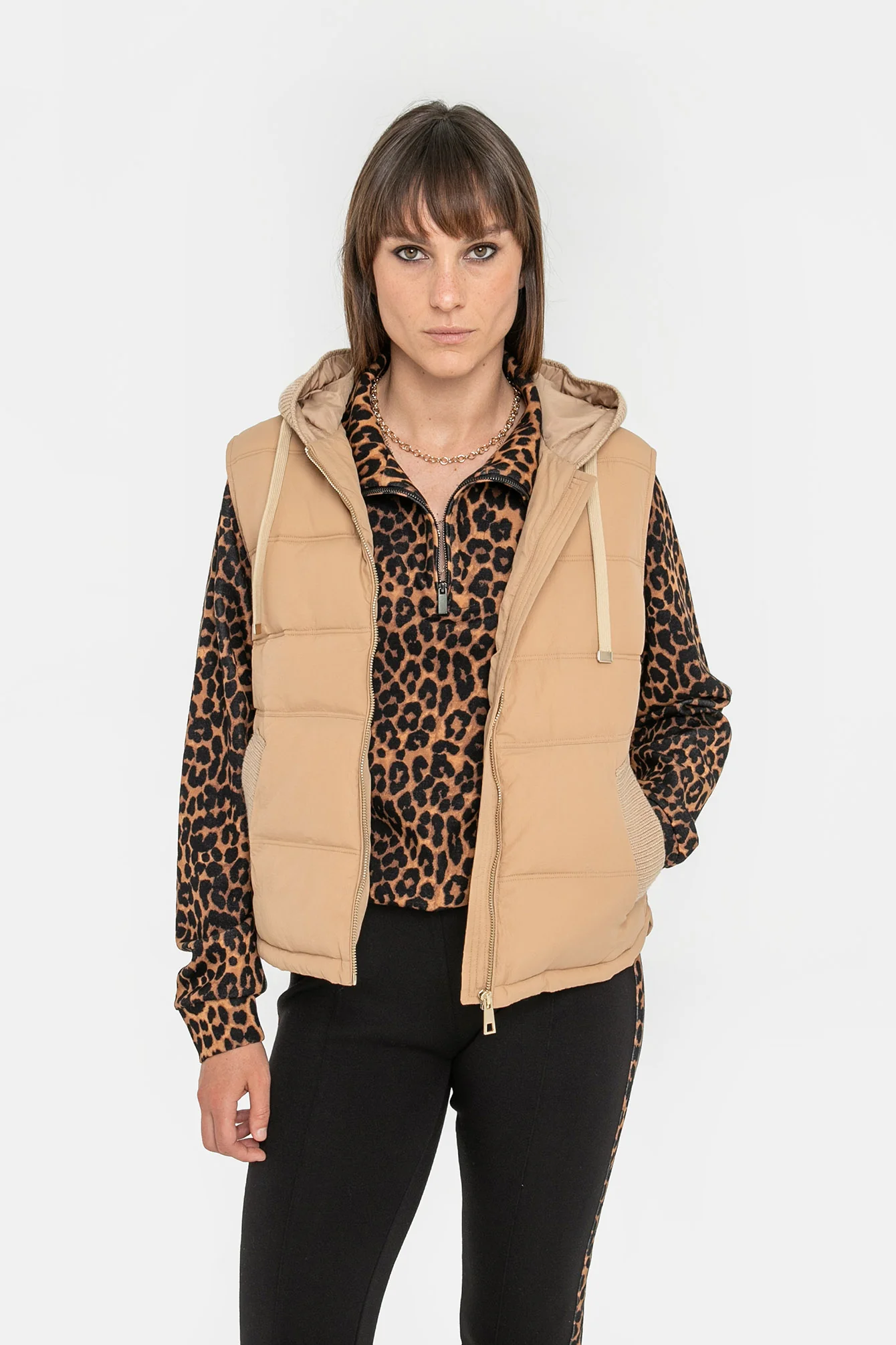 Doudoune sans manches beige - Image 2