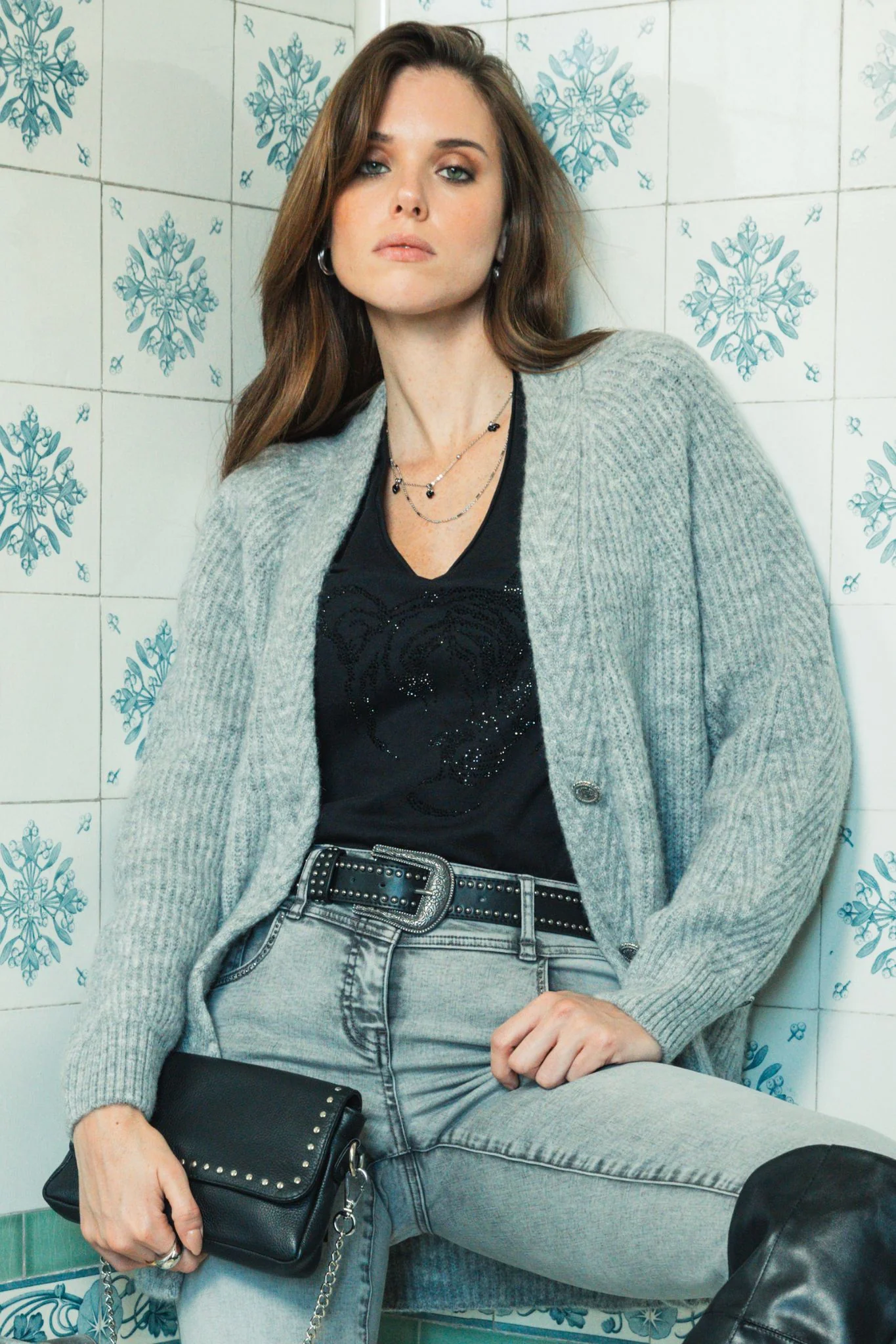 Gilet ample gris perle - Image 6