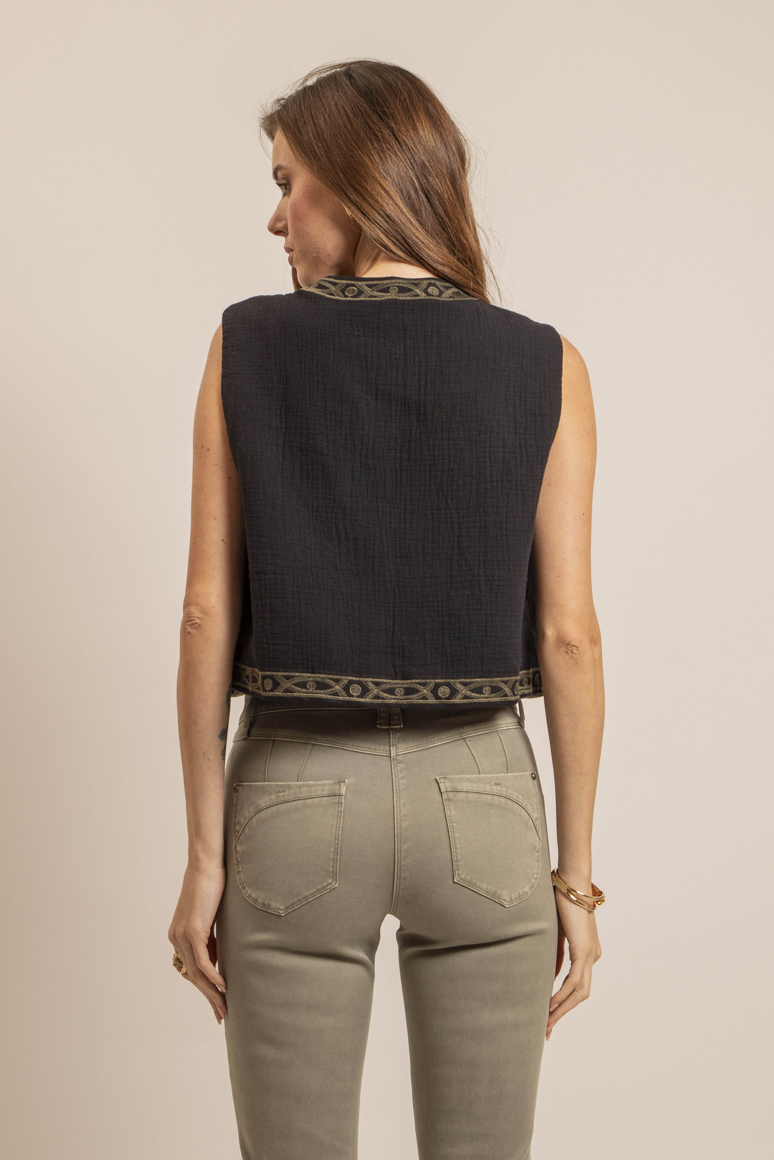 Gilet boléro noir et kaki - Image 3