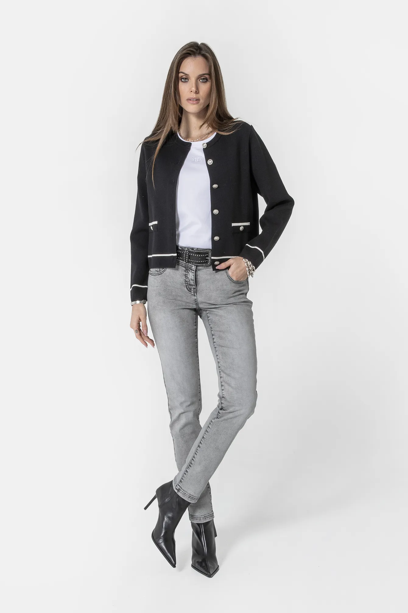 Gilet inspiration couture noir et écru - Image 5