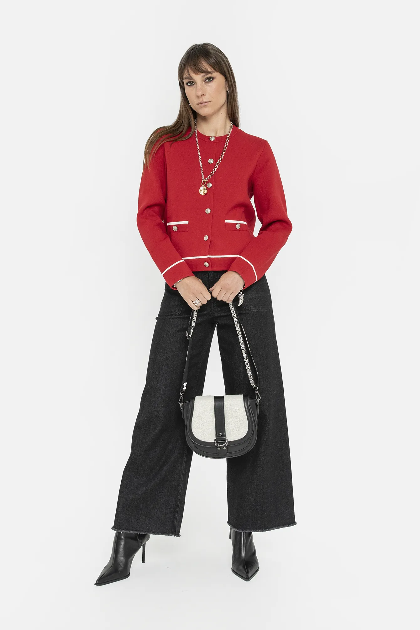 Gilet inspiration couture rouge et écru - Image 3