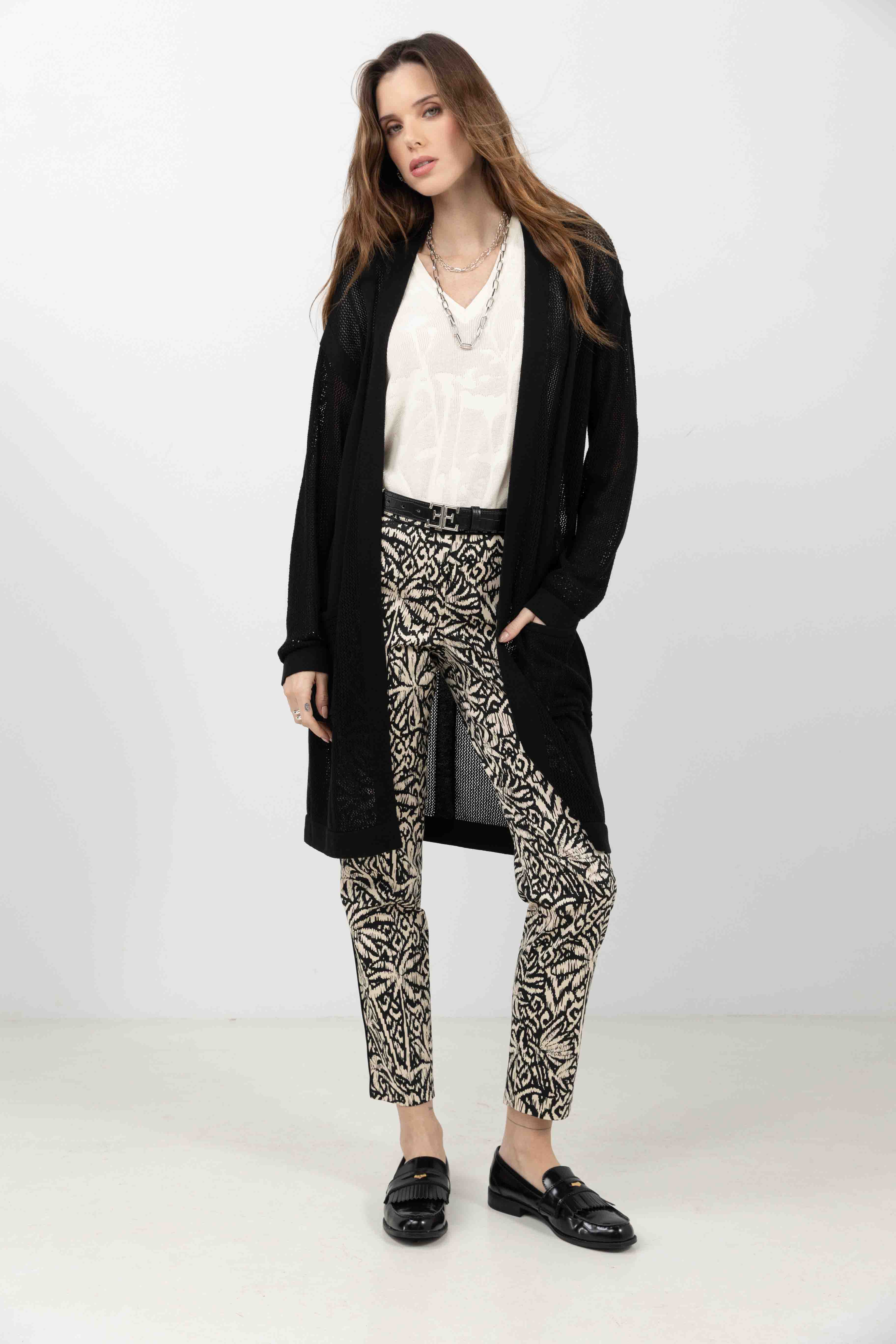Gilet long noir maille filet gypsy - Image 3