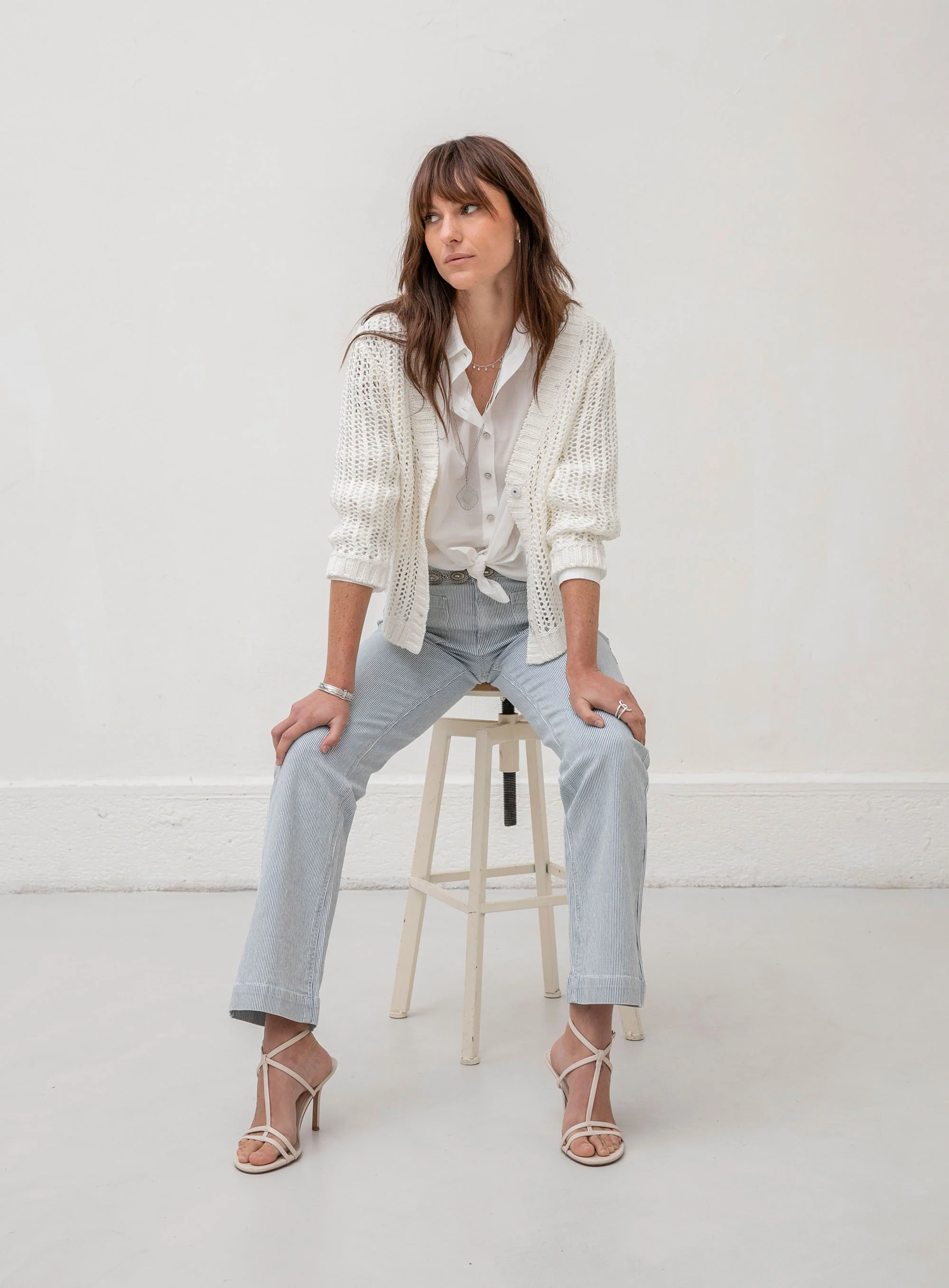 Gilet maille filet écru - Image 4