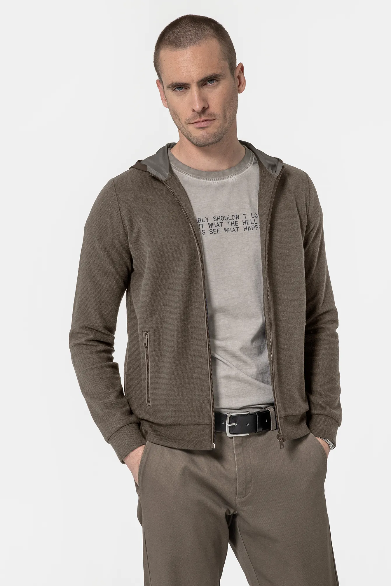 Gilet molleton kaki clair - Image 4