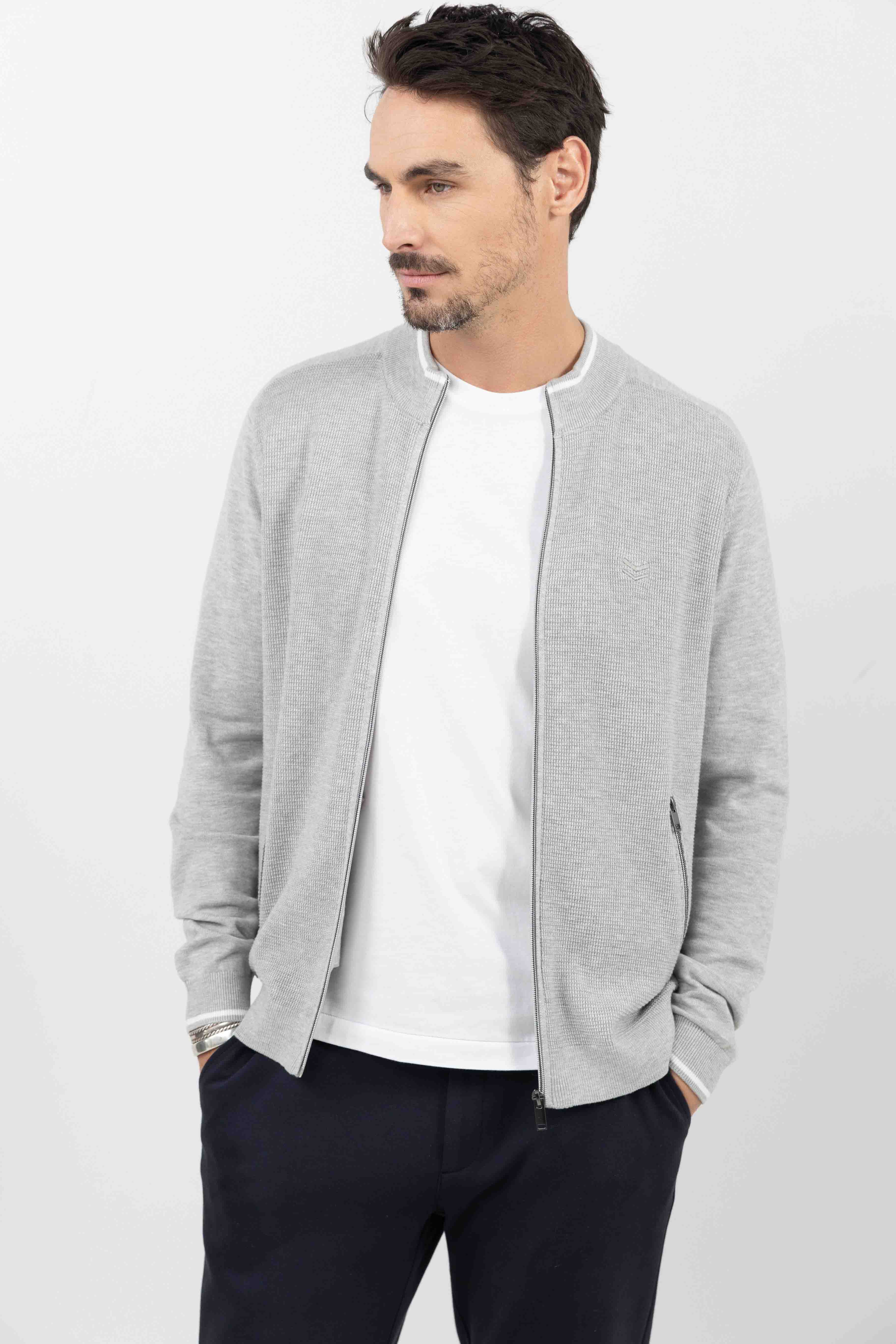 Gilet zippé gris clair sport chic - Image 4