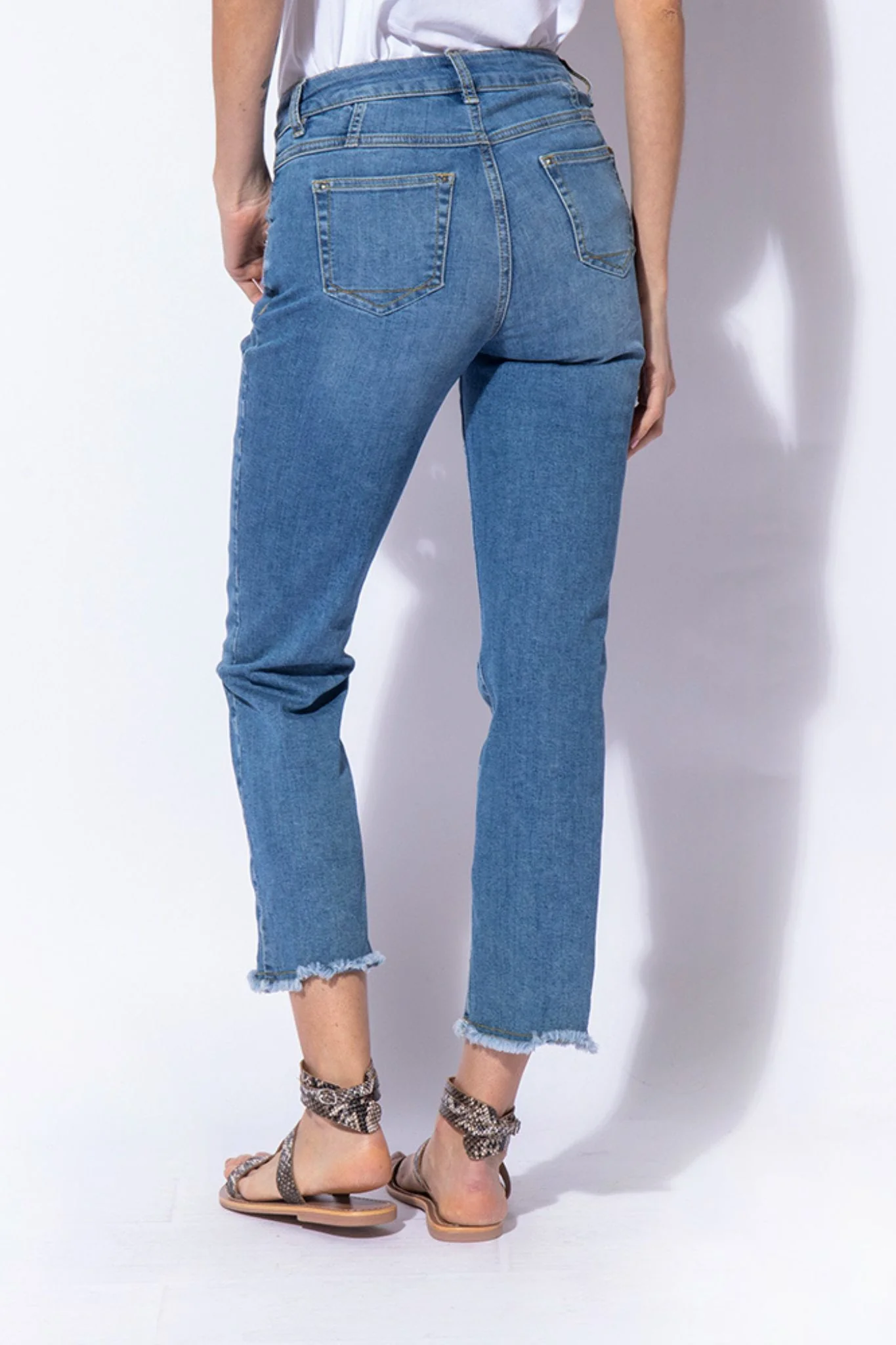 Jean bootcut cropped bleu moyen - Image 4